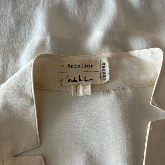 Artelier Ivory Silk Blouse Sz P - Picture 6 of 8